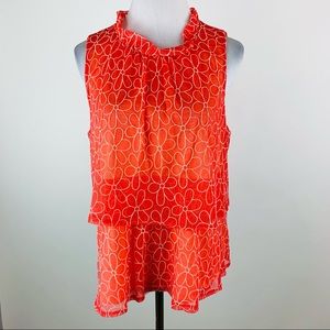 Anthropologie Sunday in Brooklyn Orange Embroidered Floral Top Medium